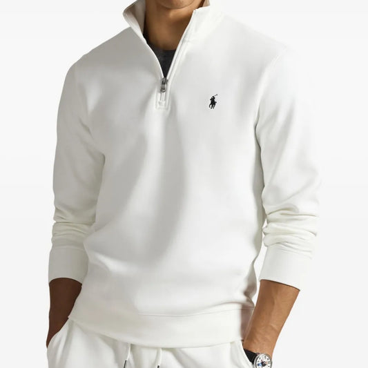 Polo Ralph Lauren Double-Knit Quarter-Zip Pullover White