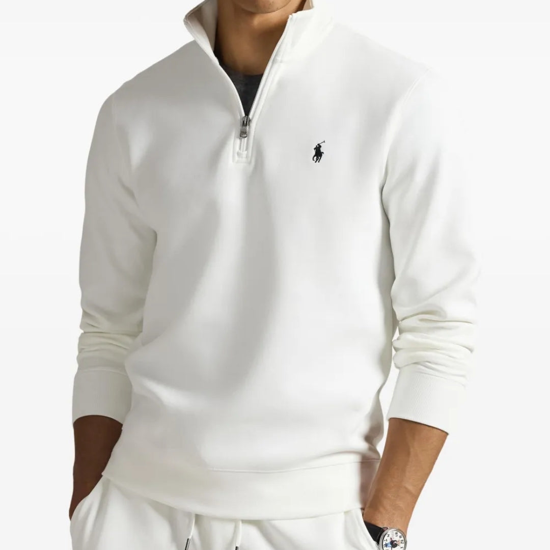 Polo Ralph Lauren Double-Knit Quarter-Zip Pullover White
